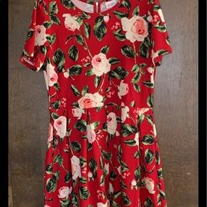 Excellent condition. Red with pink and white roses.